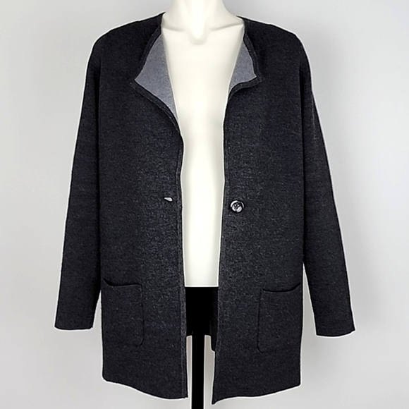 Catherine Malandrino Wool Blend Grey Cardigan Women's Size  Medium - Picture 4 of 11